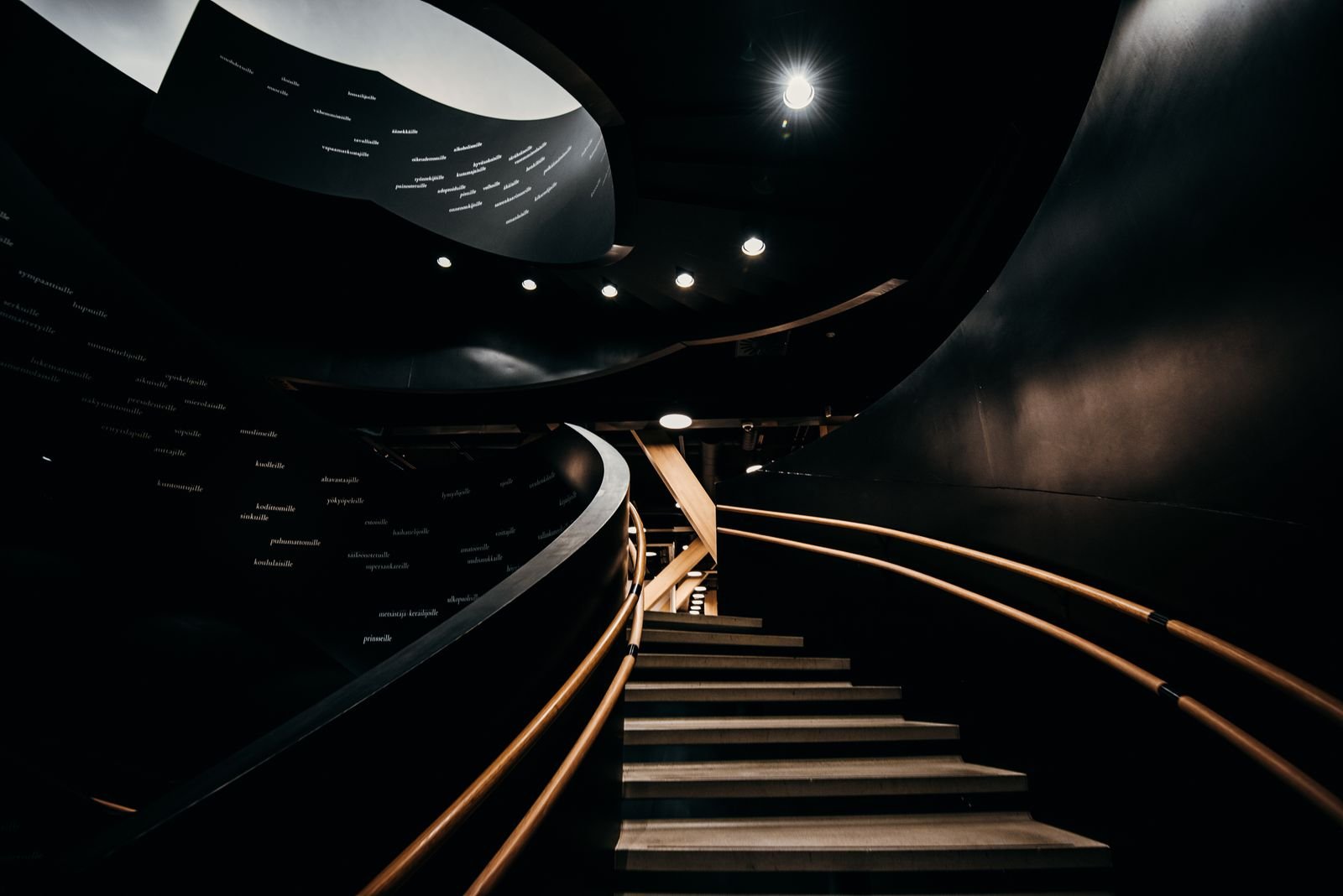 Black granite staircase in a modern interior