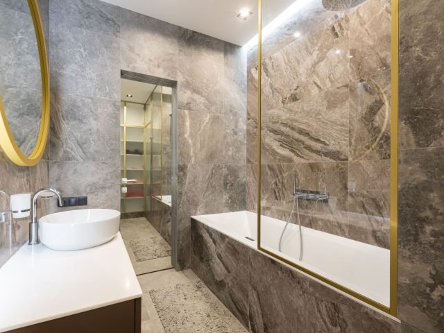 Hotel bathroom vanity counter